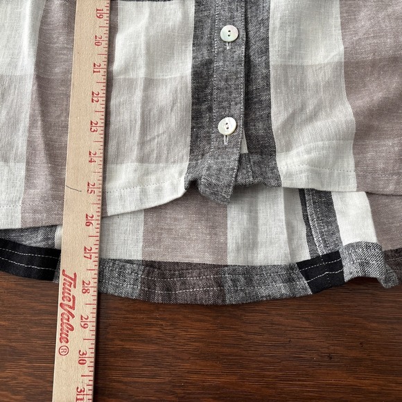 Soft Surroundings Plaid Check Linen Blend Button Up Shirt Back Zip Lagenlook M - Picture 11 of 15